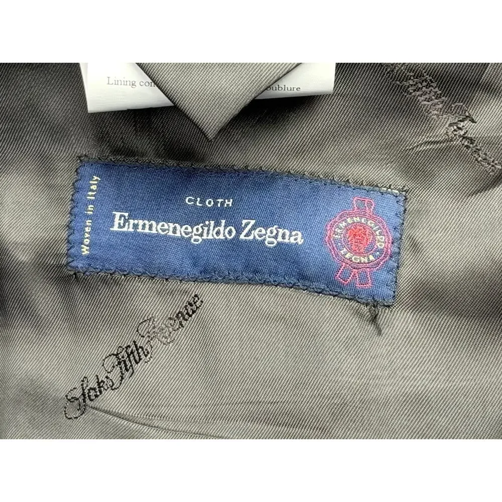 Saks Fifth Avenue Ermenegildo Zegna Cloth Blazer 46R Wool Silk Italy Slim Fit